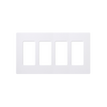 Placa de pared 4 espacios, color blanco, para atenuador (dimmer), switch ó control remoto PICO inalámbrico