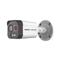 Cámara Bala IP Térmica y Óptica Biespectral / Análisis de Video (VCA) para Protección Perimetral / Clasifica Vehículo/Humano / Térmica 96 x 72 / Óptica 4 MP ColorVu / IP67 / Audio y Alarma Visual
