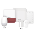 (AX PRO) KIT de Alarma AX PRO / Incluye: 1 Hub / 2 Sensores PIR / 3 Contactos Magnéticos mini / 1 Control Remoto / 1 Sirena Estrobo en color Rojo Inalámbrica Exterior /1 Teclado Inalámbrico / Wi-Fi / Compatible con Hik-Connect P2P