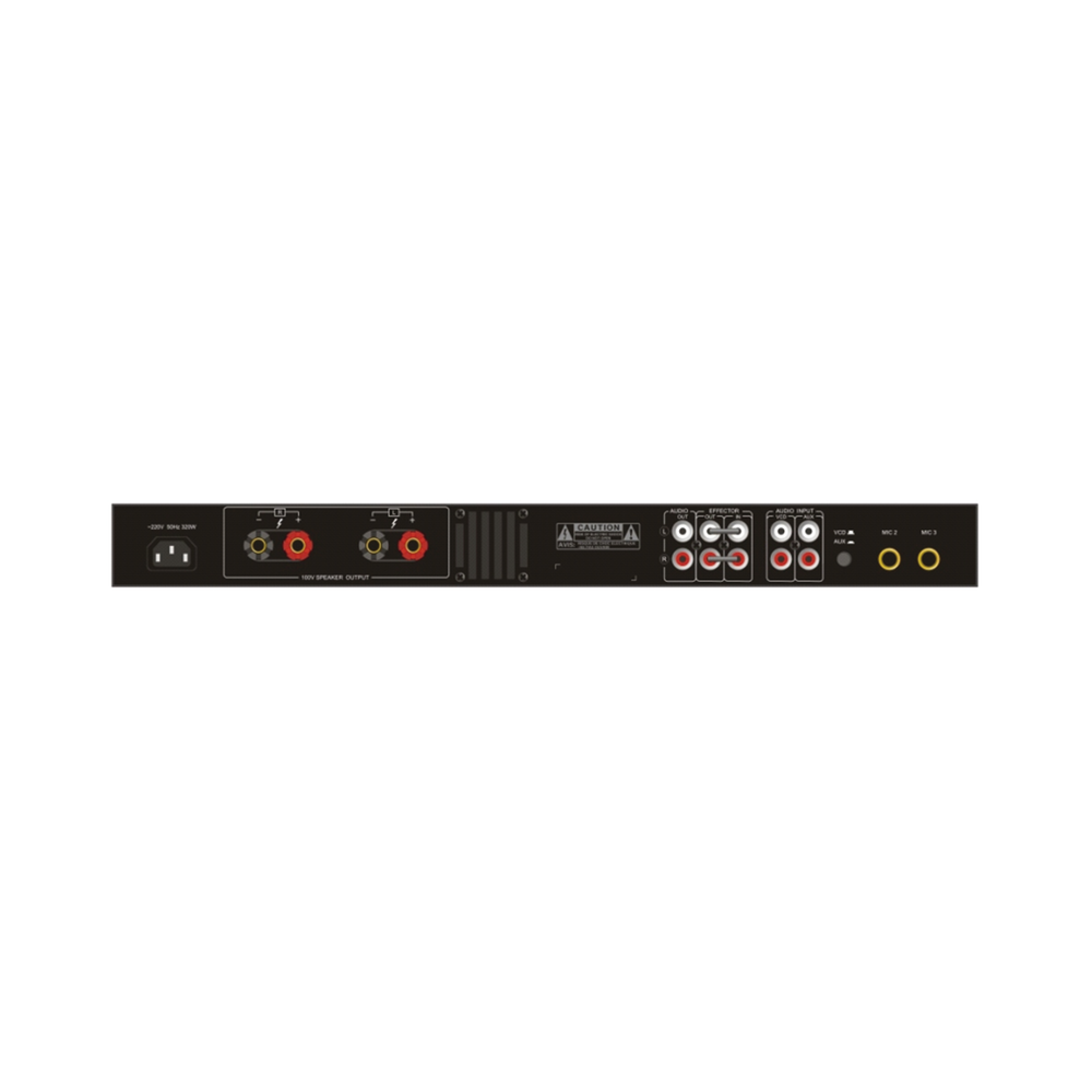 Amplificador de Audio | 2 x 60W | Baja Impedancia 4 - 8Ω | Reproductor Bluetooth, USB, SD | Efectos Integrados Delay, Echo, Repeat
