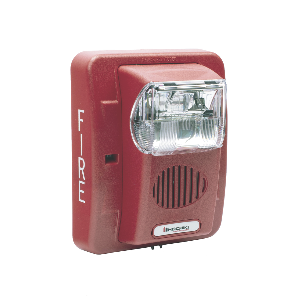 Sirena Estrobo, 24 Vcd, Multi-Candela 15 hasta 110 cd, Montaje En Pared, Color Rojo, Serie HEC3 (0500-06020), Hochiki