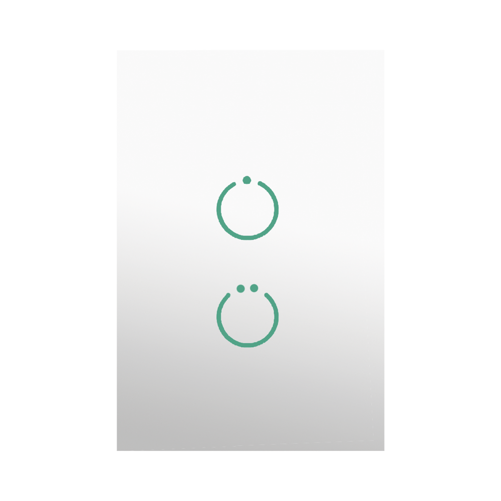 (ZWAVE) Interruptor On/Off panel táctil touch inalámbrico Zwave Plus 2 botones. Compatible con Hubitat HC8, Álula  M2M, otro