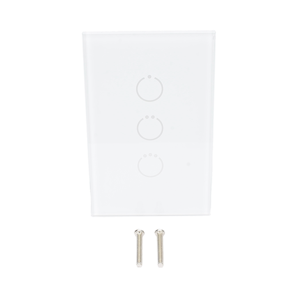 (ZWAVE) Interruptor On/Off panel táctil touch inalámbrico Zwave Plus 3 botones. Compatible con Hubitat HC8, Álula  M2M, otro