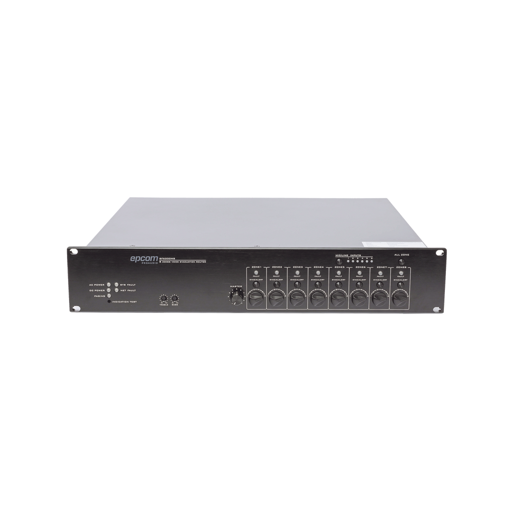 Controlador de Extensión de Evacuación de Voz | 8 Zonas | 500W | Soporta Máx. 19 SF6200MS en Cascada
