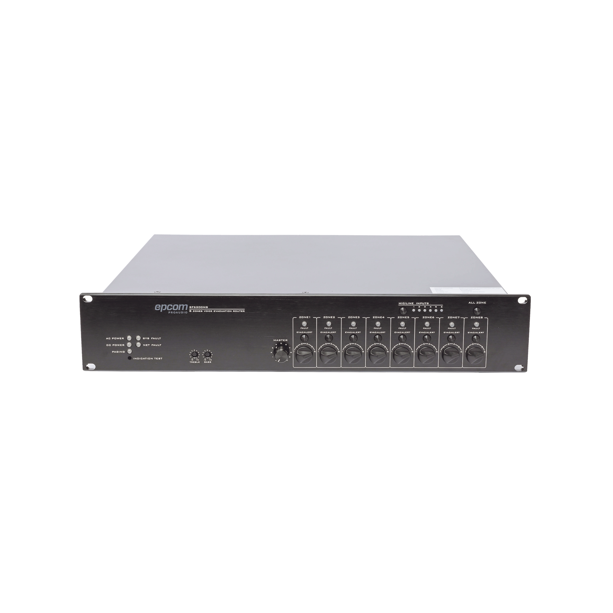 Controlador de Extensión de Evacuación de Voz | 8 Zonas | 500W | Soporta Máx. 19 SF6200MS en Cascada