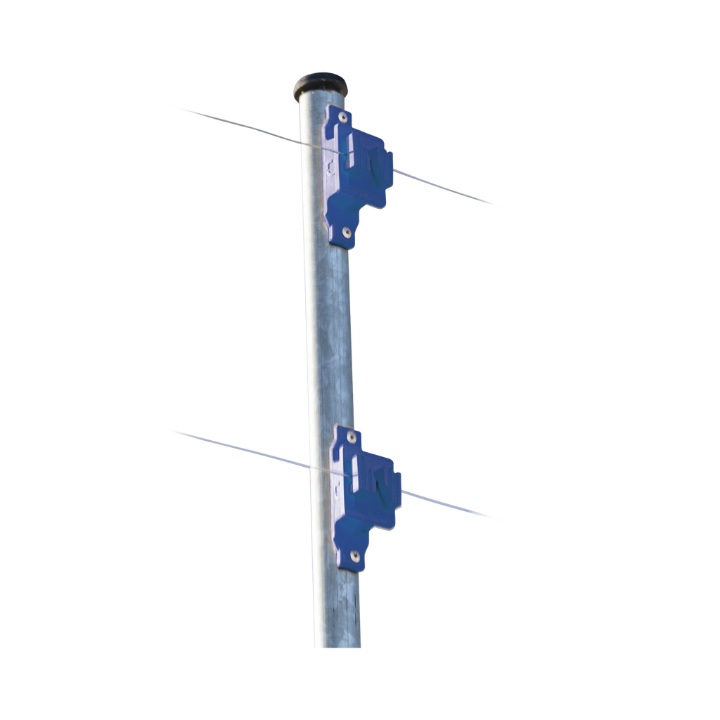 Aislador de Paso colo Azul reforzado para cercos eléctricos, resistente al clima extremoso