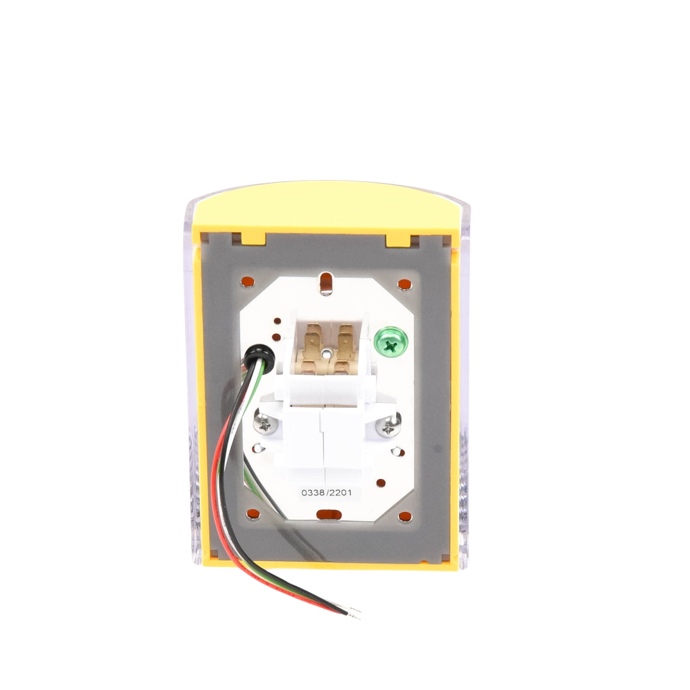 Botón de Apagado de Emergencia, Texto en Español, Tapa Protectora de Policarbonato Súper Resistente, Restablecimiento con Llave