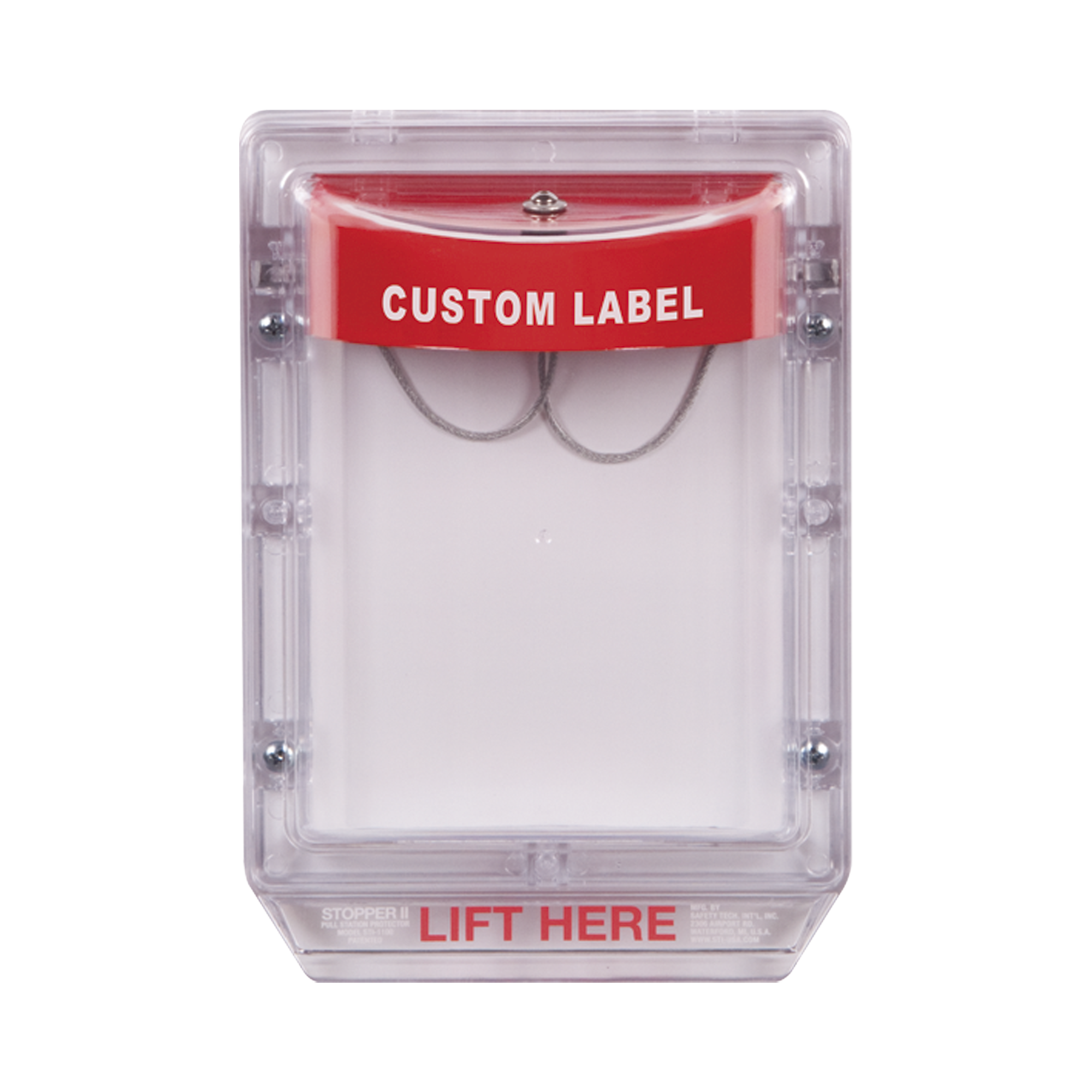 Cubierta Protectora de Policarbonato Serie Stopper II, Con Bocina, Sin Espaciador, Montaje Empotrado, Etiqueta Personalizada