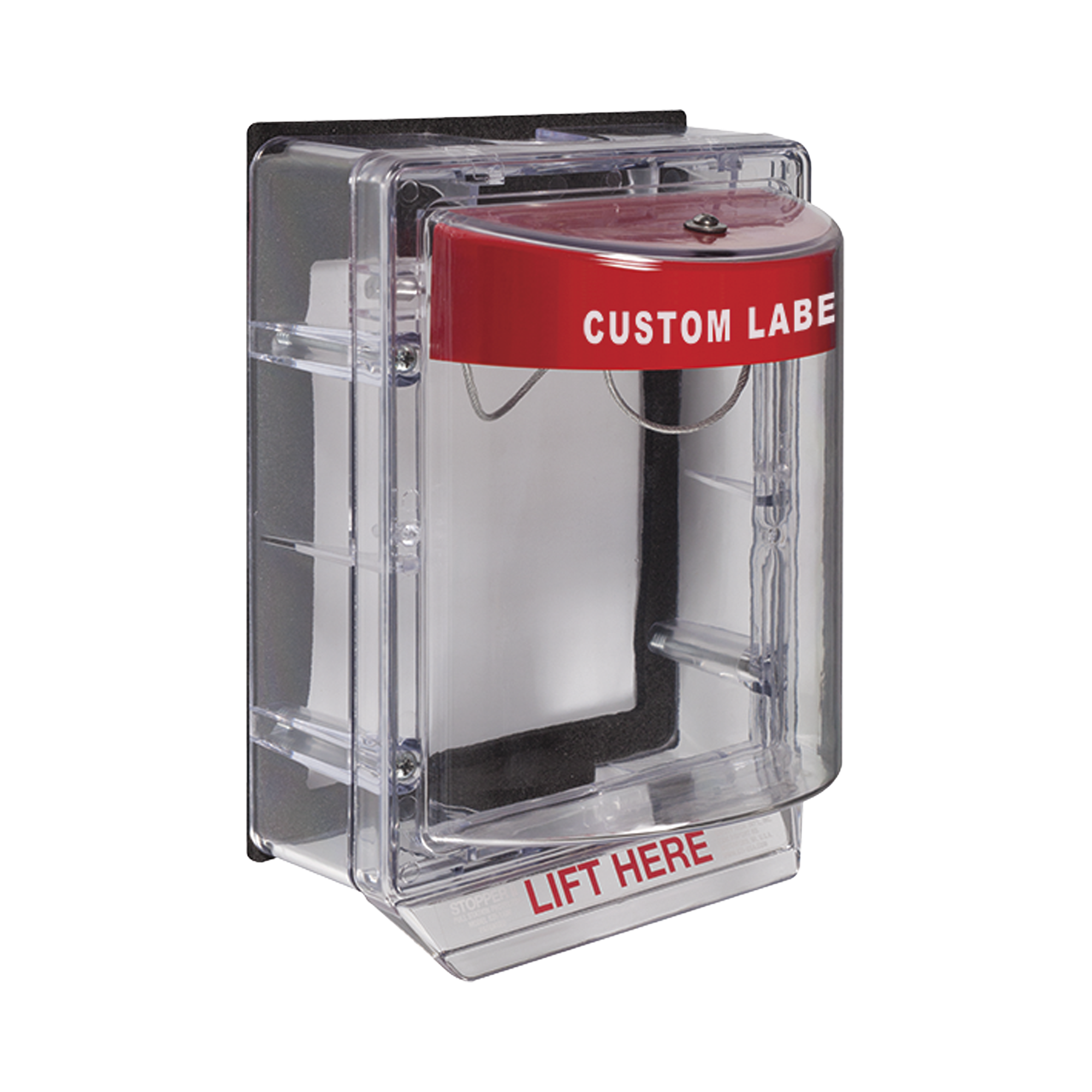 Cubierta Protectora de Policarbonato Serie Stopper II, Con Bocina, Con Espaciador, Montaje Empotrado, Etiqueta Personalizada