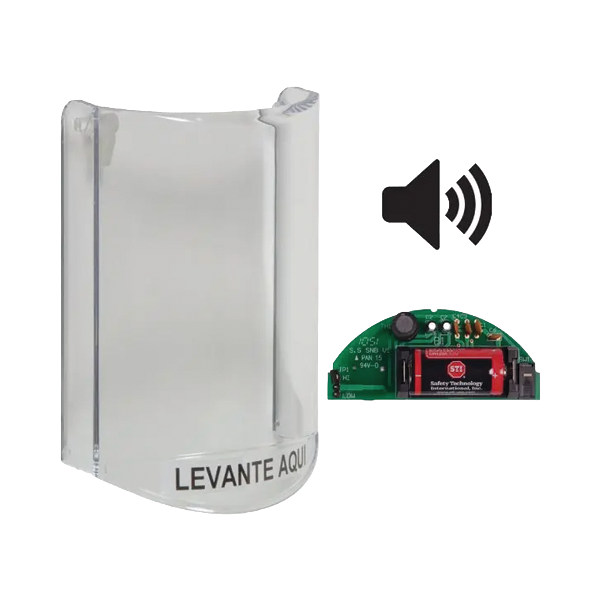 Cubierta Protectora De Policarbonato, Sper Resistente, Con Sonido, Texto En Espaol, Para Botones Multiusos Serie Stopper Station De STI