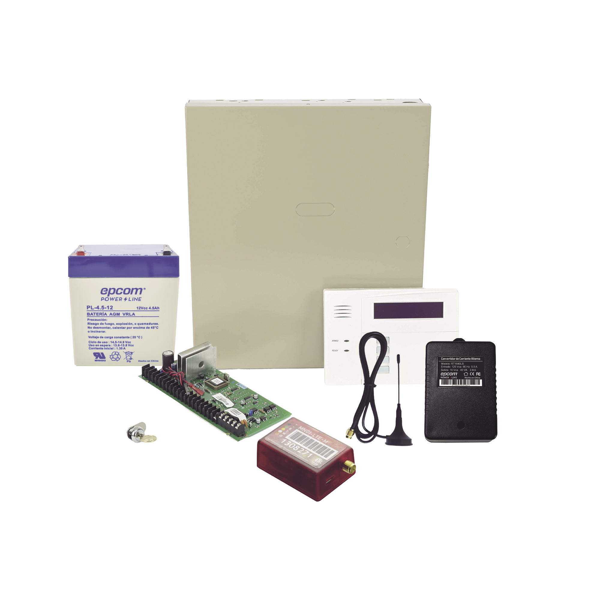(2 Años 4GLTEM/5G ILIMITADO INCLUIDO)  Kit Vista48LA con comunicador 4GLTEM/5G MN01, Teclado, Gabinete, Bateria y Transformador