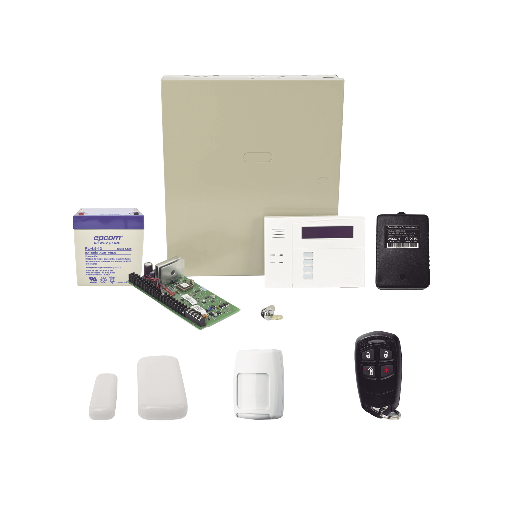 Kit inalámbrico de panel VISTA48 con teclado 6160RF receptor inalámbrico, 2 contactos magneticos, 1 PIR 5800PIR, 1 Control Remoto 58344, Batería y Transformador