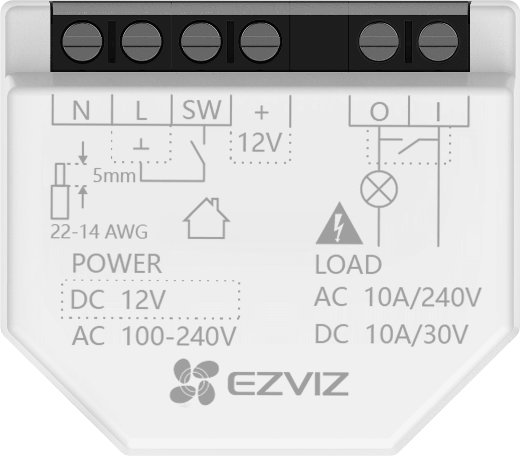 Relé Inteligente Wi-Fi, CS-T35-R100-WD, 16A 250VAC, Wi-Fi 6 y BLE, Control por App EZVIZ, Compatible con Google Assistant, Amazon Alexa y Matter, Protecciones de Temperatura y Sobrecarga