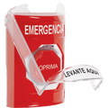 ??Botón Multipropósito, Color Rojo, De Superficie, Con Tapa De Policarbonato, Con Bocina Pre Alarma, Solo Interior, Llave Para Restablecer, Texto De Emergencia, Español