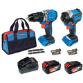 Kit Taladro Percutor y Atornillador de Impacto 20V / Motor Brushless / 2 Bateras 4.0Ah Li-ion / Cargador y Bolsa de Transporte