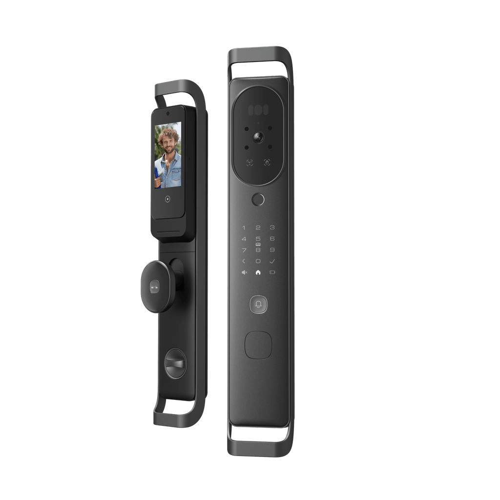 Cerradura Inteligente Multibiométrica / Reconocimiento Facial + Venas Palma + Huella Digital / Teclado Numérico + Tarjetas IC + NFC / Pantalla HD 4.5 Pulgadas / Batería Doble 4000mAh + 2500mAh / Conexión WiFi 2.4GHz / App Smart