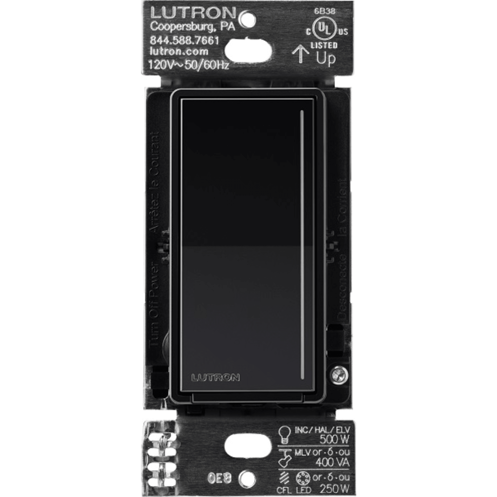 (RadioRa3) Atenuador táctil Sunnata Dimmer PRO color negro brillante , requiere cable neutro / soporta 250W LED