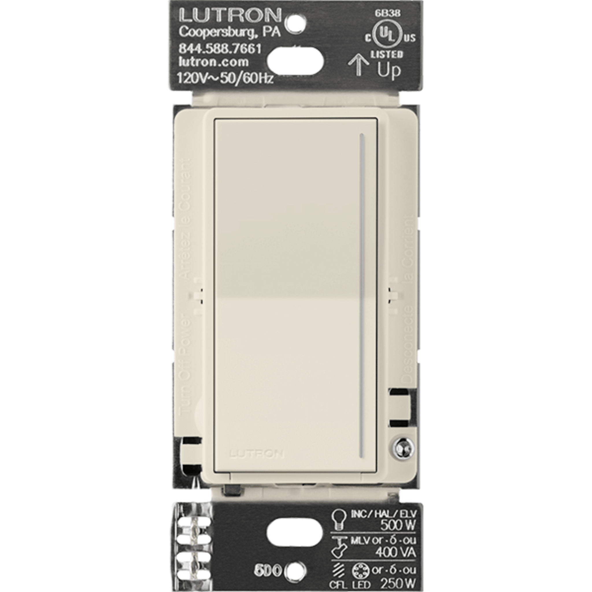 (RadioRa3) )Atenuador (dimmer) Auxiliar de pared, compañero de atenuadores multilocación. Usar en 3 vías o escalera.